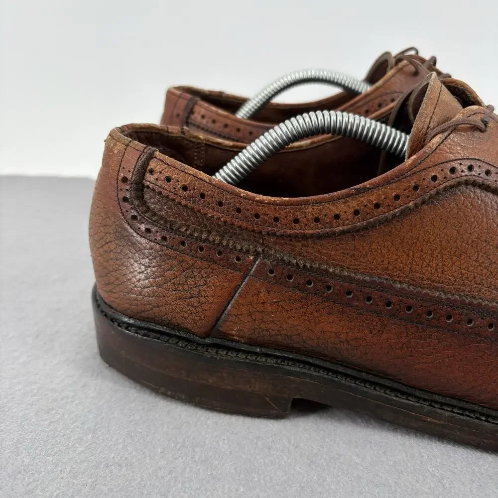 Vintage Towncraft Brown Leather Longwing Brogue Wingtip Shoes Mens 11 Derby